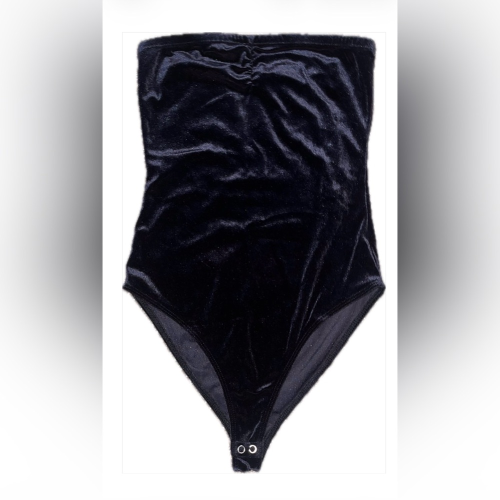 Forever 21 Dark Blue Velvet Strapless Bodysuit